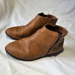 Cat & Jack Womens Size 4 rn 17730 Brown leather Boots Side Zip
